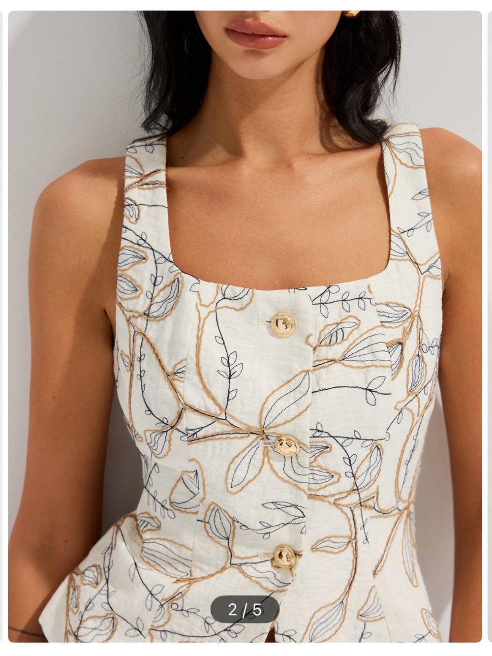 Commense White Embroidered Square-Neck Tank - Picture 2 of 4